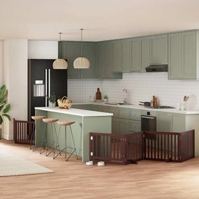 vidaXL Portão p/ cães c/ porta dobrável 6 painéis 480cm álamo castanho