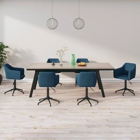 vidaXL Cadeiras de jantar giratórias 6 pcs veludo azul