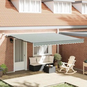 vidaXL Toldo Retrátil with Verde e branco 400 × 300 cm tecido