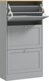 HOMCOM Sapateira Móvel Sapateira de Entrada 18 Pares sapatos com 3 Portas Abatíveis e Prateleiras Reguláveis 60x23,5x115 cm Cinza | Aosom Portugal