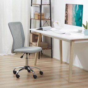 Cadeira de Escritório de Malha Giratória sem Apoio para os Braços com Altura Ajustável Carga 43x58x90-100 cm Cinza