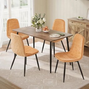 Conjunto de 4 cadeiras de sala de jantar (MESA NÃO INCLUIDA)  em tecido chenille 55 x 43,5 x 85,5 cm Castanho caramelo