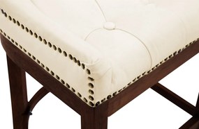 Banco de bar Lakewood em couro verdadeiro, creme