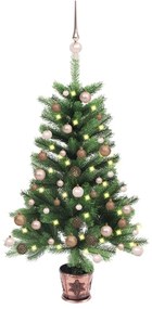 3077638 vidaXL Árvore Natal artificial pré-iluminada c/ bolas 90 cm verde