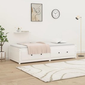 Sofá-cama de solteiro pequeno 75x190 cm pinho maciço branco