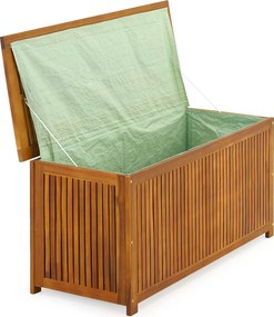 Caixa com tampo e lona interior em madeira de acácia 115 x 50 x 59 cm Castanho