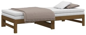 Estrutura sofá-cama de puxar 2x(90x190)cm pinho maciço castanho