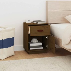 Mesa de cabeceira 40x34x55 cm pinho maciço castanho mel