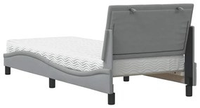 Cama com colchão 90x190 cm tecido cinzento-claro