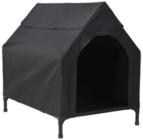 Casa para Cão de Tecido Oxford Preto e Aço