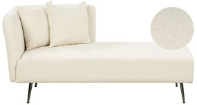Chaise-longue à esquerda em tecido bouclé branco creme RIOM Beliani