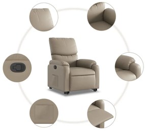 Poltrona reclinável elevatória couro artificial cor cappuccino