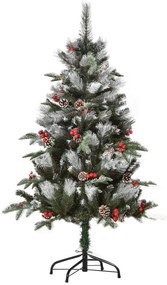 HOMCOM Árvore de Natal Artificial 120cm com 239 Ramas 27 Pinhas e 27 Frutinhas Folhas de PVC PE Base Dobrável Verde | Aosom Portugal
