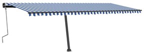 Toldo retrátil manual independente 600x350 cm azul e branco