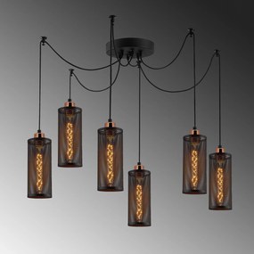 Candeeiro de Teto Amasra – Preto e Bronze – 130 x 10 cm