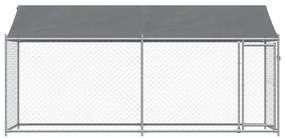 Jaula para cão com telhado/porta 4x2x2 m aço galvanizado cinza