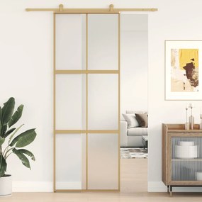 Porta deslizante 76x205 cm vidro ESG fosco/alumínio dourado