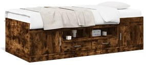 vidaXL Sofá-cama com gavetas sem colchão 100x200 cm carvalho fumado