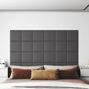 Painel parede 12 pcs 30x30cm couro artificial 1,08 m² cinza