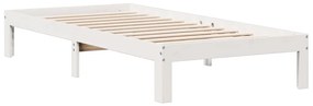 Cama com estante sem colchão 100x200 cm pinho maciço branco