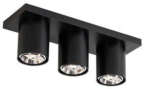 Candeeiro de Teto Moderno Preto 3 Luzes - Tubo Moderno