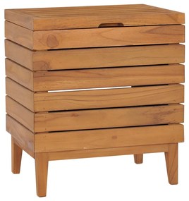 Cesto para roupa suja 40x30x45 cm madeira de teca maciça