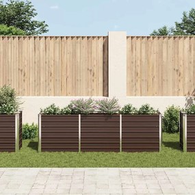 Canteiro elevado de jardim aço galvanizado 240x40x77cm castanho