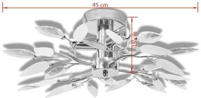 Lâmpada teto com folhas de acrílico e cristal branco &amp; transparente