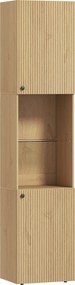 HOMCOM Coluna Casa de Banho Estreita Armário de Banho Alto com 6 Níveis com 2 Portas Prateleira de Vidro  40x31x182 cm Carvalho | Aosom Portugal
