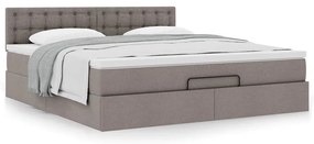 moldura de cama otomana vidaXL com tecido Taupe 180x200cm