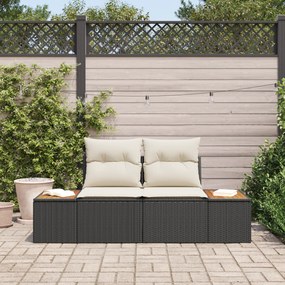 Sofá de Jardim de 2 Lugares com Armazenamento &amp; Almofadas Preto Polira