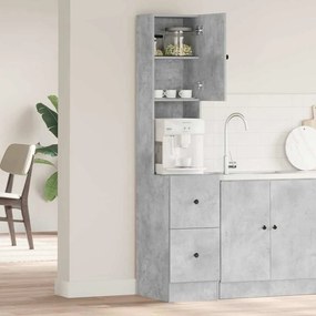Armário de Cozinha Cinza Concreto 35x50x180 cm Madeira Ingenheirada