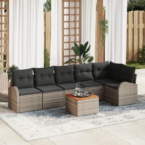 Conjunto de Sofá de Jardim vidaXL de 7 Peças com Almofadas Cinza Ratan