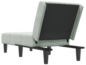 Chaise longue veludo cinzento-claro