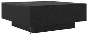 Mesa de Centro vidaXL com Luzes LED Carvalho Preto 80x80x31 cm