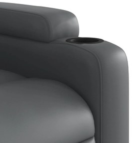 Poltrona massagens reclinável elevatória couro artif. cinzento