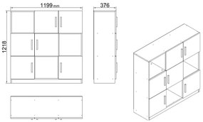 Armário Multiusos VO7 – Nogueira e Antracite – 119,9x121,8x37,6 cm