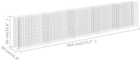 Canteiro elevado/cesto gabião 450x30x90 cm aço galvanizado