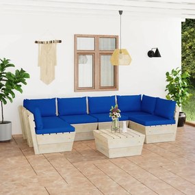 vidaXL 7 pcs conjunto lounge de paletes + almofadões madeira de abeto