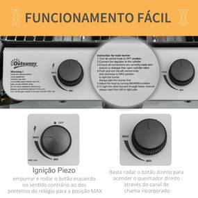 Outsunny Barbecue a Gás com 2 Queimadores 2,8 KW Barbecue a Gás com 2