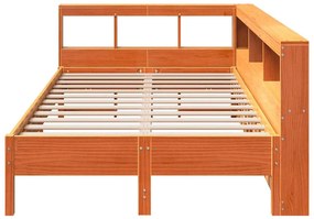 Cama c/ estante sem colchão 120x200cm pinho maciço castanho-mel