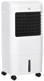 HOMCOM Climatizador Refrigerador de Ar Portátil 3 em 1 com 3 Velocidades Controlo Remoto Temporizador 7,5h Ecrã LED 37x32x78 cm Branco