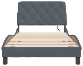 Estrutura de cama c/ luzes LED 100x200cm veludo cinzento-escuro