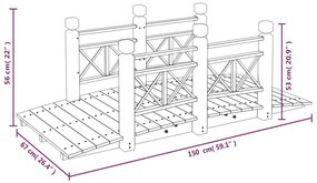 Ponte de jardim com corrimões 150x67x56 cm abeto maciço