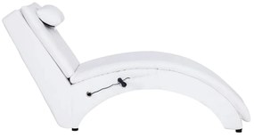 Chaise longue de massagem c/ almofada couro artificial branco