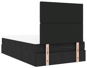 moldura de cama síriaXL otomana com colchão preto tecido