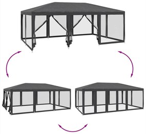 Tenda p/ festas 10 paredes laterais malha 6x4 m PEAD antracite