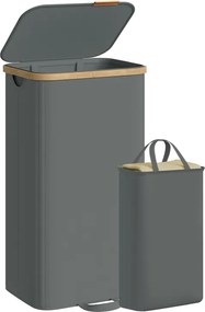 Cesto da roupa suja 42 x 32 x 75 cm com tampa e saco removível, 100 L, cinzento ardósia