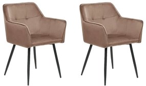 Conjunto de 2 cadeiras de veludo castanho JASMIN Beliani