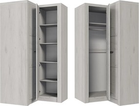 Roupeiro de canto Serfeno 110, Madeira de freixo, 192x106x90cm, 97 kg, Portas para roupeiro: Com dobradiças, Número de prateleiras: 5, Número de prateleiras: 5